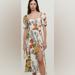 EUC Reformation Midi dress with ruched back and side slit